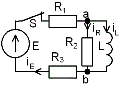 <b>Переходные процессы в RL-цепи переменного тока</b> <br />С источником ЭДС переменного синусоидального тока найти классическим методом ток и напряжение в индуктивности  Построить диаграмму для t=0-4τ <br /><b>Вариант 35</b> <br />Дано: № схемы 3D <br />Е = 100 В <br />ψ<sub>E</sub>=10°•Nвар=10°•35=350°=-10°; <br />L = 1 мГн <br />R1 = 15 Ом R2 = 5 Ом R3 = 4 Ом