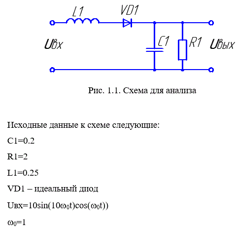 Математическое моделирование нелинейной электронной цепи (Курсовая работа)