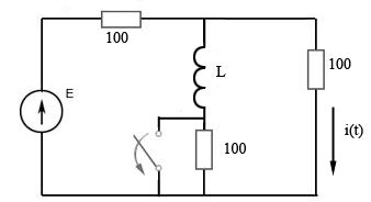 E = 300 В <br />L = 0.15 Гн <br />Определить начальные условия для тока