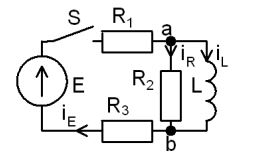 <b>Переходные процессы в RL-цепи переменного тока </b><br />С источником ЭДС переменного синусоидального тока найти классическим методом ток и напряжение в индуктивности  <br />Построить диаграмму для t=0-4τ <br /><b>Вариант 5</b> <br />Дано: № схемы 1C <br />Е = 230 В <br />ψ<sub>E</sub>=10°•Nвар=10°•5=50°; <br />L = 3 мГн <br />R1 = 2 Ом <br />R2 = 8 Ом <br />R3 = 6 Ом