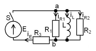 <b>Переходные процессы в RL-цепи переменного тока </b><br />С источником ЭДС переменного синусоидального тока найти классическим методом ток и напряжение в индуктивности  <br />Построить диаграмму для t=0-4τ <br /><b>Вариант 18</b> <br />Дано: № схемы 4A <br />Е = 340 В <br />ψ<sub>E</sub>=10°•Nвар=10°•18=180°; <br />L = 3 мГн <br />R1 = 8 Ом <br />R2 = 8 Ом <br />R3 = 8 Ом