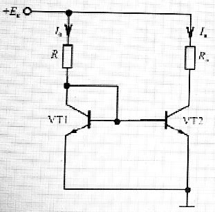 <b>Вопрос 12</b> <br />Определить ток нагрузки схемы токового зеркала. I<sub>0</sub> = 76 мкА, β = 94 <br />Ответ записать в мкА.