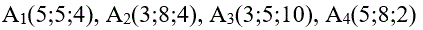  Даны координаты вершин пирамиды A1A2A3A4. Средствами векторной алгебры найти:<br />1) угол между ребрами A1A2 и A1A4;<br />2) площадь грани A1A2A3;<br />3) проекцию вектора A1A3 на вектор A1A4;<br />4) объем пирамиды;<br /><b>Вариант 7</b>