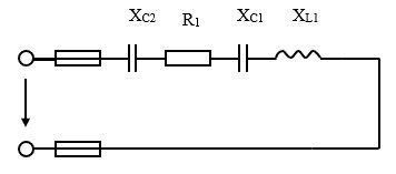 <b>Задача 2. </b>Неразветвленная цепь переменного тока, показанная на соответствующем рисунке, содержит активные и реактивные сопротивления, величины которых заданы в таблице 2. Кроме того, известна одна из дополнительных величин (U, I, P, Q,, S ). Определить следующие величины, если они не заданы в таблице вариантов: 1) полное сопротивление цепи Z; 2) напряжение U, приложенное к цепи;  3) силу тока в цепи;  4) угол сдвига фаз φ (величину и знак); 5) активную Р, реактивную Q и полную S мощности, потребляемые цепью. Начертить в масштабе векторную диаграмму цепи и пояснить ее построение. С помощью логических рассуждений пояснить, как изменится ток в цепи и угол сдвига фаз, если частоту тока увеличить вдвое. Напряжение, приложенное к цепи, считать неизменным.  <br /><b>Вариант 23  (рисунок 14)</b> <br />Дано: R1=80 Ом, ХL1=100 Ом, ХС1=25 Ом, ХС2=15 Ом, <br />I = 1 А.
