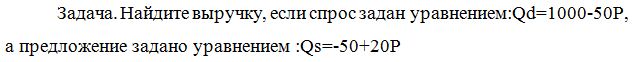 Найти выручку при заданном спросе и предложении
