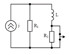 Дано: J<sub>1</sub> = 2 А, R<sub>1</sub> = 1 Ом, R<sub>2</sub> = 4 Ом, L = 1 Гн <br />Определить U<sub>L</sub>(t), t>0 классическим методом