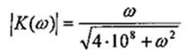 На фильтр высоких частот (ФВЧ) с заданной частотной характеристикой подается гармонический сигнал u(t) = 20cos(2·10<sup>4</sup>t-60°), B. Определите амплитуду сигнала на выходе ФВЧ. 