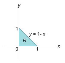 Вычислить моменты инерции треугольника, ограниченного прямыми x+y=1, x=0, y=0 (рисунок ) и имеющего плотность ρ(x,y)=xy.