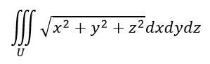 Найти интеграл , где область интегрирования U − шар, заданный уравнением x<sup>2</sup>+y<sup>2</sup>+z<sup>2</sup>=25.