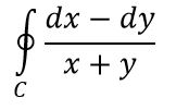 Вычислить интеграл  с использованием формулы Грина. Контур интегрирования C представляет собой квадрат с вершинами в точках A(1,0), B(0,1), D(−1,0), E(0,−1)
