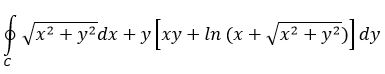 Вычислить интеграл  с помощью формулы Грина. Контур интегрирования C представляет собой окружность x<sup>2</sup>+y<sup>2</sup>=a<sup>2</sup>