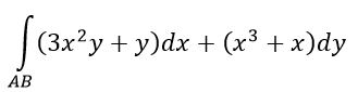 Показать, что криволинейный интеграл, где точки A,B имеют координаты A(1,2), B(4,5), не зависит от пути интегрирования, и найти значение этого интеграла.