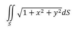 Вычислить интеграл . Поверхность S задана параметрически в виде r(u,v)=ucosv⋅i+usinv⋅j+v⋅k, 0≤u≤2, 0≤v≤π.