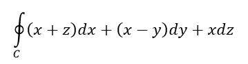 Вычислить криволинейный интеграл , используя теорему Стокса. Кривая C имеет форму эллипса и определяется уравнениями x<sup>2</sup>\4+y<sup>2</sup>\9=1, z=1