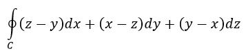 Используя теорему Стокса, вычислить криволинейный интеграл . Кривая C представляет собой треугольник с вершинами A(2,0,0), B(0,2,0), D(0,0,2)