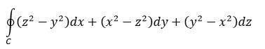 Найти интеграл  с использованием теоремы Стокса. Кривая C образована пересечением параболоида z=5−x<sup>2</sup>−y<sup>2</sup> с плоскостью x+y+z=1