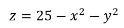 Вычислить площадь поверхности части параболоида z=25−x<sup>2</sup>−y<sup></sup>, лежащей выше плоскости Oxy.