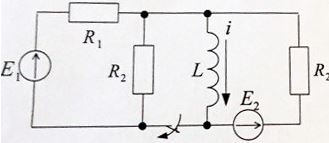 Дано: Е1 = 200 В, Е2 = 100 В, R1 = 20 Ом, R2 = 10 Ом, L = 0.1 Гн <br />Операторным методом определить ток i(t) и построить его график
