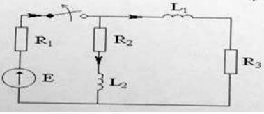 Дано:<br /> E=60 В; R1=20 Ом; R2=20 Ом; R3=30 Ом; L1=0,03 Гн; L2=0,01 Гн; <br />Найти i2(t)-? i3(t)-? <br />Построить графики i2(t), i3(t)