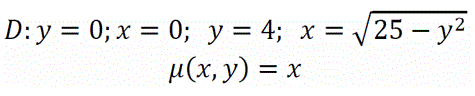 Вычислите массу неоднородной пластины D, ограниченной заданными линиями, если поверхностная плотность в каждой точке μ=μ(x;y)  .