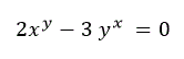Вычислить производную неявной функции: 2x<sup>y</sup>-3 y<sup>x</sup>  =0 