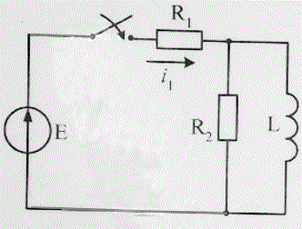 Дано: E = 200 В, R1 = 40 Ом, R2 = 60 Ом, L = 120 мГн <br />Найти закон изменения тока i1