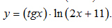 Вычислить производные фукции y = (tgh) · ln(2x +11)