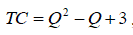 Функция издержек фирмы TC = Q<sup>2</sup> - Q + 3 (рис), где Q – объем производства. Рыночная цена на продукцию фирмы составляет 7 и не зависит от объем продаж этой фирмы. Найти объем выпуска продукции, максимизирующий прибыль фирмы.