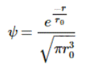 Пси-функция основного состояния водородного атома имеет вид (рис) где r0 – радиус первой боровской орбиты. Вычислить вероятность того, что электрон в основном состоянии атома водорода находится от ядра на расстоянии, превышающем значение r0.  	