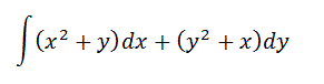 Вычислить криволинейный интеграл от точки А(1; 2) до точки В (3; 5) вдоль ломаной линии, состоящей из отрезков прямых x = 1; y = 5