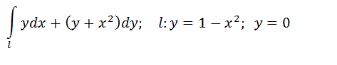 Вычислить криволинейный интеграл по замкнутому контуру в положительном направлении, используя формулу Грина