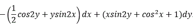 Показать, что данное выражение является полным дифференциалом функции u(x,y). Найти функцию u(x,y). -(1/2 cos2y + ysin2x)dx + (xsin2y + cos<sup>2</sup> x + 1)dy