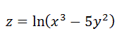 Дана функция двух переменных  z = ln⁡(x<sup>3</sup>-5y<sup>2</sup>). Найти все частные производные первого и второго порядков.