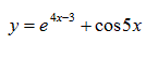 Найти производную функции y = e<sup>4x-3</sup> + cos 5x