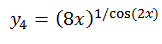 Найти производную функции  y<sub>4</sub>=(8x)<sup>1/cos⁡(2x)</sup>