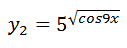Найти производную второго порядка функции  y<sub>2</sub>=5<sup>√cos9x</sup>
