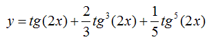 Найти производную y = tg(2x)+2/3tg<sup>3</sup>(2x)+1/5tg<sup>5</sup>(2x)