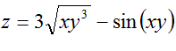 Найти полную производную ∂z/∂t , если  z = 3√xy<sup>3</sup>-sin(xy), где  x=2t<sup>2</sup> и y=e<sup>t</sup>.