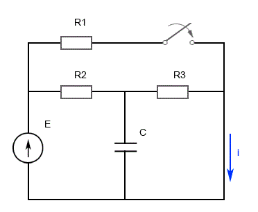 Дано: E = 2 В, R1 = 1 кОм, R2 = 2 кОм, R3 = 3 кОм, С = 50 нФ <br />Определить i(t) - ? Построить график