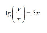 Найти производную dy/dx следующих функций: tg(y/x) = 5x