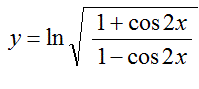Найти производную функции y = √(1+cos(2x))/(1-cos(2x))