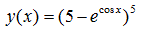 Вычислить производную y'(x) <br />y(x) =( 5 - e<sup>cos x</sup>)<sup>5</sup>