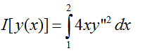 Найти экстремаль функционала при заданных граничных условиях: y(1) = 0, y'(1) = 1, y(2) = y'(2) = 0
