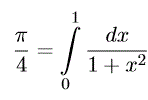 Задача 2540 из сборника Демидовича.<br />Пользуясь формулой вычислить число π с точностью до 10<sup>−5</sup>. 