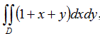 Вычислить ∫∫<sub>D</sub> (1+x+y) dxdy, где область D: ограничена линиями:  y = -x, x = √y, y = 0