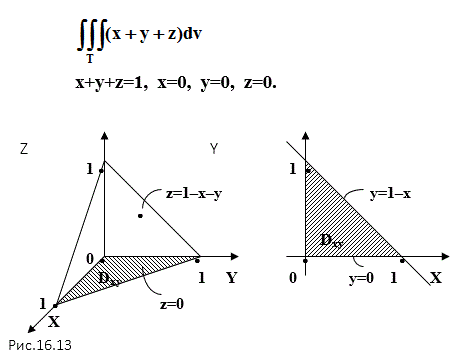 Вычислить тройной интеграл ∫∫∫<sub>T</sub>(x+y+z)dv, где  тело Т ограничено плоскостями x+y+z=1,  x=0,  y=0,  z=0.