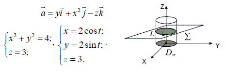 Вычислить циркуляцию вектора a = yi + x2j - zk по контуру L