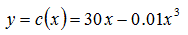 Известна функция затрат производства y = c(x) = 30x - 0,01x<sup>3</sup>  (у.е.) найти предельные затраты, если объем выпускаемой продукции равен 20 ед.