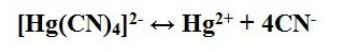 Изменение энергии Гиббса для процесса  [Hg(CN)<sub>4</sub>]<sup>2</sup>- ↔ Hg<sup>2+</sup> + 4CN<sup>-</sup> <br /> При 25<sup>0</sup>С равно 236,9 кДж. Вычислите Кн этого комплексного иона.