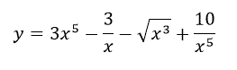 Найти производную y=3x<sup>5</sup>-(3/x)-√(x<sup>3</sup>) +(10/x<sup>5</sup>) 